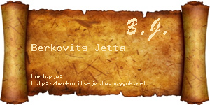 Berkovits Jetta névjegykártya